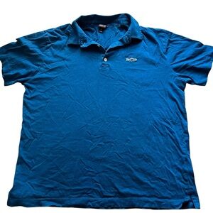 Patagonia Men’s Polo Shirt Blue Size Medium 100% organic cotton fish
